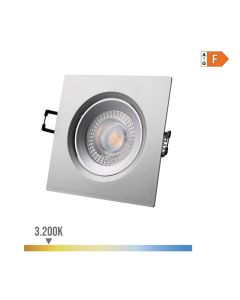 Downlight led empotrable cuadrado 5w 3200k luz calida color cromo 9x9cm edm