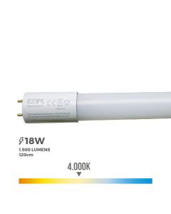 Tubo led t8 18w 1950lm 4000k luz dia (eq.36w) ø2,6x120cm edm