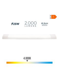 Regleta led 25 w 4000 k luz dia 2000 lm 61.3 x 3 x 12 cm