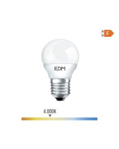 Bombilla esferica led e27 7w 600lm 4000k luz dia ø4,5x8cm edm