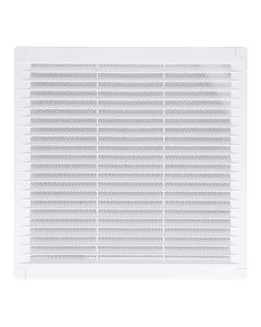 Rejilla ventilación cuadrada con tapones y mosquitera 250x250x7mm abs blanca