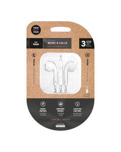 Auriculares eartech blancos, conector mini-jack. tech one tech