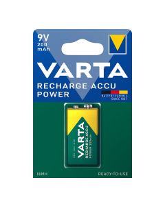 Pila varta recargable accu power 9v - 6lr61 200ma (blister 1 unid.) 26,5x17,5x48,5mm