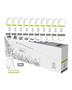 Pack ahorro 10 cables basik micro-usb 2,4a blanco tech one tech