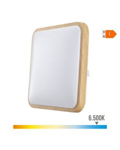 Aplique superficie cuadrado led 18w 1820lm 6500k 33x33x7cm efecto madera edm