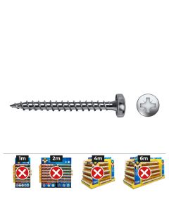 Caja 500 unid. tornillo madera velox b rosca completa alomado impronta pz2 ø4,5x25 mm cincado