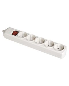 Base bipolar 5 tomas con t/tl 10/16a 250v blanco + interruptor luminoso solera 8005il