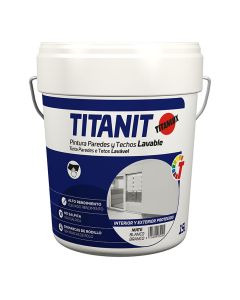 Pintura para paredes y techos lavable titanit mate blanco interior y exteriores protegidos 15l titanlux 029190015