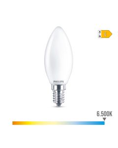 Bombilla vela led e14 6,5w 806lm 6500k luz fria ø3,5x9,7cm. philips