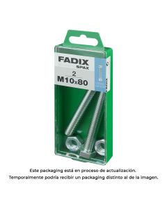 Caja m 2 unid. tornillo metrica cab hex+tuerca cinc m 10x80mm fadix