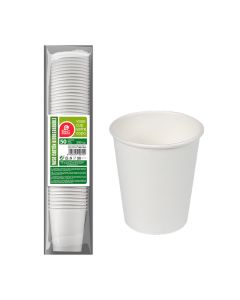 Pack con 50 unid. vasos de cartón blancos 200cc best products green