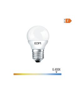 Bombilla esferica led e27 7w 600lm 6400k luz fria ø4,5x8cm edm