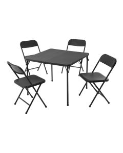 Set de mesa y 4 sillas plegables negras 86x86x71cm