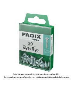 Caja m 20 unid. tornillo rosca chapa cr cinc 3,9x9,5mm fadix