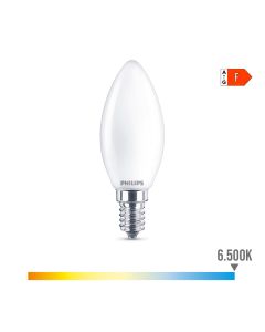 Bombilla vela led e14 4,3w 470lm 6500k luz fria ø3,5x9,7cm. philips