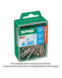 Caja 25 unid. tornillo madera spax cabeza plana inox a2 4,0x60mm spax