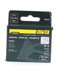 Grapas nº 3 de 10mm 1000 unid. espesor 0,7mm gg310 mota