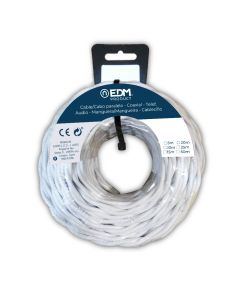 Cable textil trenzado 2x1,5mm blanco 25m