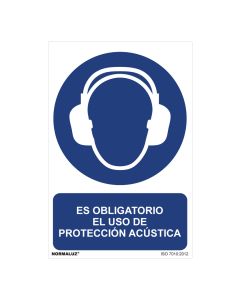 Cartel "es obligatorio el uso de proteccion acustica" (pvc 0,7mm) 30x40cm normaluz