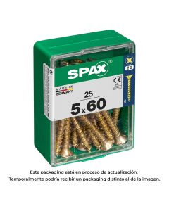 Caja 25 uds. tornillo madera spax cab. plana yellox 5,0x60mm spax