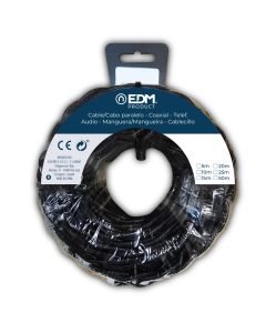 Cable textil trenzado 2x1,5mm negro 25m