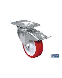 RUEDA POLIURETANO PLACAFRENO Ø125X35MM COFAN