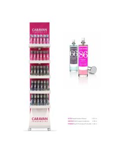 Expositor caravan 150ml gratis por la compra de 120 unidades perfumes caravan