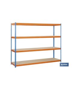 ESTANTERÍA MEDIA CARGA AZULNARANJA 4 BALDAS DE MADERA 2000 X 1500 X 600 MM COFAN