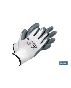 BLÍSTER DE GUANTE DE NITRILO 100 % IMPREGNADO DE PU GRIS TALLA 9 VENTA UNITARIA COFAN