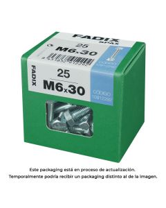 Caja l 25 unid. tornillo metrica cab hex+tuerca cinc m 6x30mm fadix