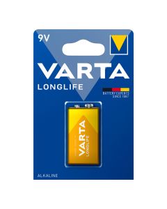 Pila alcalina varta 9v - 6lr61 longlife (blister 1 unid.) 26,5x17,5x48,5mm