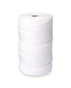 Cordón trenzado poliéster granete blanco, calibre 6 mm x 200 m