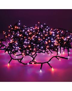 Guirnalda led compact parpadeante exterior morado y naranja 750 leds cable negro 21m