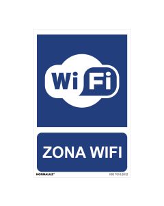 Cartel "zona wifi" (pvc 0,7mm) 30x40cm normaluz