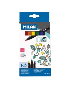 Caja con 6 rotuladores para pintar sobre tejidos milan