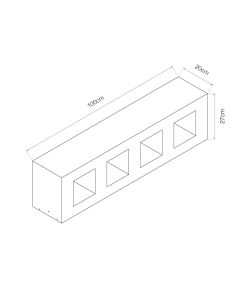 Cabezal bombillas 1000x200x270mm edm