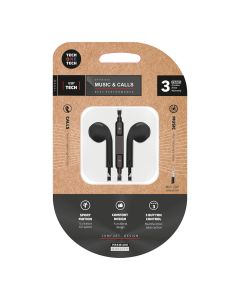 Auriculares eartech negros, conector mini-jack. tech one tech