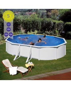 Piscina ovalada de pared de acero con chapa blanca 500 x 300 x 120 cm kit500eco gre