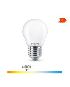 Bombilla esferica led e27 4,3w 470lm 4000k luz dia ø4,5x7,8cm philips