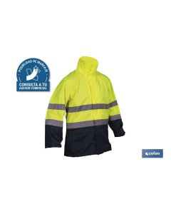 CHAQUETA DE LLUVIA DE ALTA VISIBILIDAD MODELO SAGITARIO AMARILLA Y AZUL TALLA XXXL COFAN