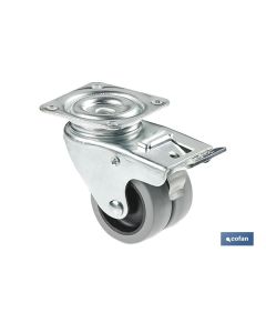 RUEDA DOBLE POLIPROPILENO PLACAFRENO Ø50MM COFAN