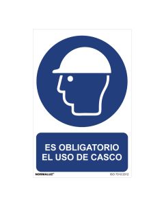 Cartel "es obligatorio el uso de casco" (pvc 0,7mm) 30x40cm normaluz