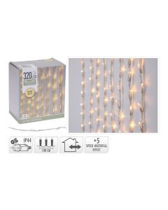 Cortina 320 leds blanco cálido con 5 funciones 1x2m