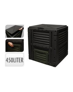 Caja de compostaje 450 l color negro 80x80x81cm progarden