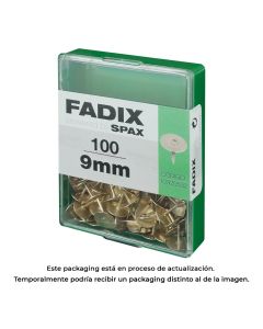 Chincheta plana latonada 9 mm, caja 100 uds