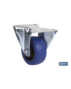 RUEDA GOMA AZUL FIJA Ø125X38MM COFAN