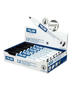 Caja de 12 rotuladores negros ø4,7mm para pizarra blanca milan