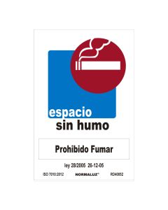 Cartel "espacio sin humo-prohibido fumar" (pvc 0,7mm) 30x40cm normaluz