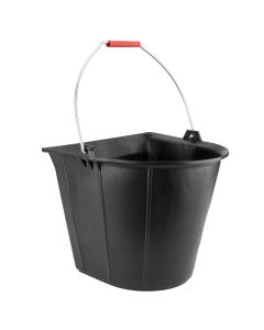 Cubo industrial plano 13 l de caucho sintético negro, con asa metálica.