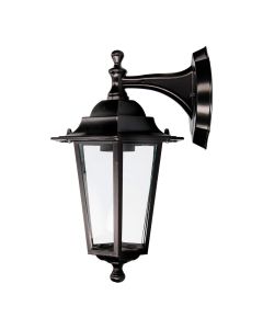 Farol de aluminio y cristal para pared. ip44 e27 60w color negro ø19,5x21x32cm modelo zurich. edm